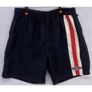 Bear Surf Mens 34" Board Nylon Swimming Trunks Red Black Drawstring 1990's Wave